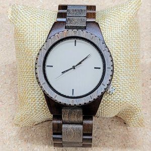 Men's Ebony and Maple Wood Watch Natural Wooden Strap Gift for Father Husband